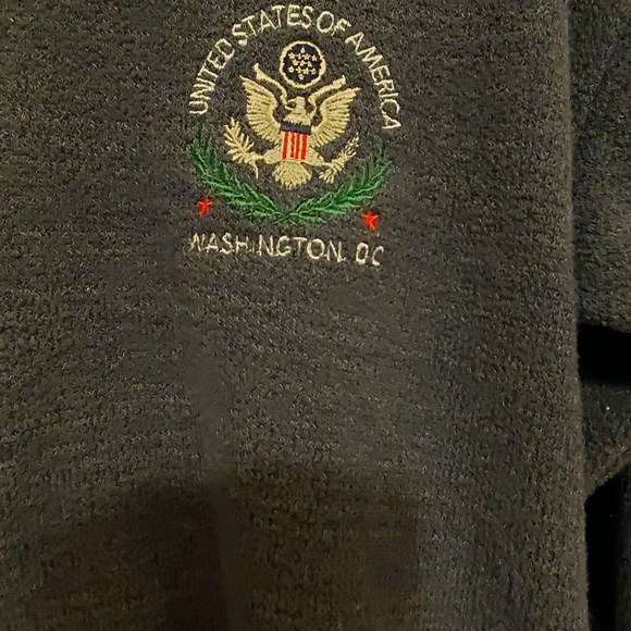 United States Of America Washington DC Front Zip Vntg-Sweater - M/ Grayish Blue- - Picture 9 of 9